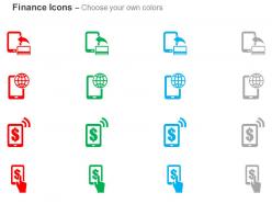 Global money transfer mobile banking ppt icons graphics