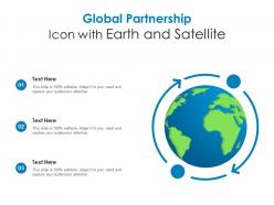 Global partnership icon with earth and satellite