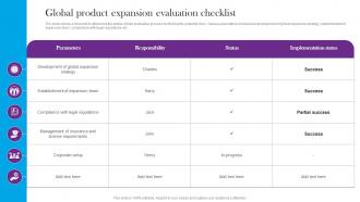 Global Product Expansion Evaluation Checklist Comprehensive Guide For Global
