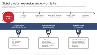 Global Product Expansion Strategy Of Netflix Product Expansion Steps