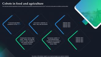 Global Statics Of Collaborative Robots IT Cobots In Food And Agriculture