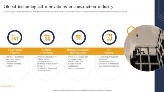 Global Technological Innovations In Construction Industry Report For Global Construction Market