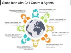 Globe icon with call centre 8 agents