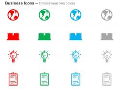Globe idea bulb record information ppt icons graphics