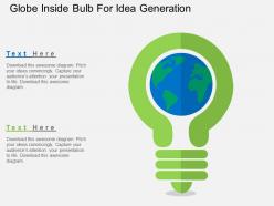 Globe inside bulb for idea generation flat powerpoint design
