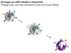 Globe pins for global business data flat powerpoint design