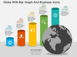 Globe With Bar Graph And Business Icons Flat Powerpoint Design