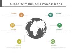 Globe with business process icons powerpoint slides