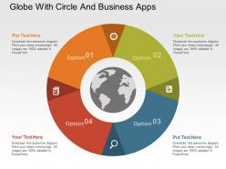 Globe with circle and business apps flat powerpoint design