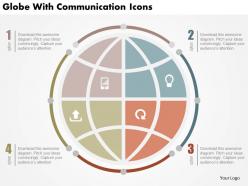 Globe with communication icons flat powerpoint design
