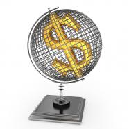 Globe with dollar sign stock photo