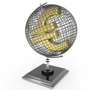 Globe with euro sign stock photo