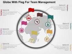 Globe with flag for team management flat powerpoint design