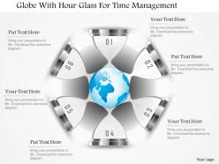 Globe with hour glass for time management powerpoint template