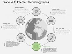 Globe with internet technology icons flat powerpoint design