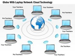 Globe with laptop network cloud technology ppt presentation slides