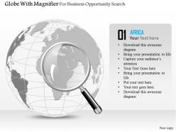 Globe with magnifier for business opportunity search ppt presentation slides