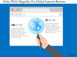 Globe with magnifier for global internet browser flat powerpoint design