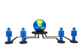 Globe with network and people for computer networking stock photo