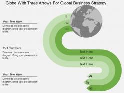 Globe with three arrows for global business strategy flat powerpoint design