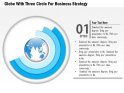 Globe with three circles for business strategy ppt presentation slides