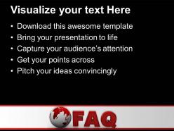 Globe with word faq business powerpoint templates ppt backgrounds for slides 0113