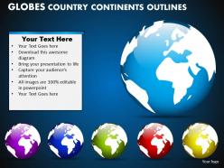 Globes country continents outlines powerpoint slides and ppt templates db