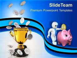 Gloden trophy with coin money prize powerpoint templates ppt backgrounds for slides 0213