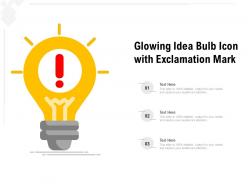 Glowing idea bulb icon with exclamation mark