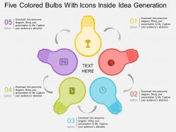 Gn five colored bulbs with icons inside idea generation flat powerpoint design