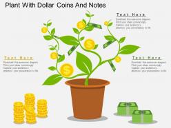 Gn plant with dollar coins and notes flat powerpoint design