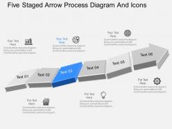Gn six staged arrow process diagram and icons powerpoint template