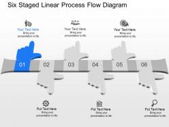 Go six staged linear process flow diagram powerpoint template