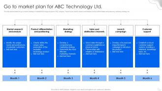 Go To Market Plan For Abc Technology Ltd Fitness Tracking Gadgets Fundraising Pitch Deck
