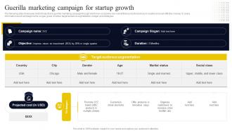 Go To Market Strategy For Startup Guerilla Marketing Campaign For Startup Growth Strategy SS V