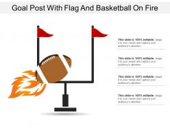 Goal post with flag and basketball on fire