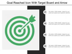 Goal reached icon with target board and arrow