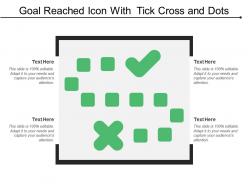 Goal reached icon with tick cross and dots