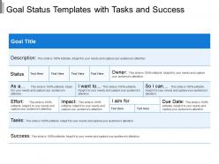 Goal status templates with tasks and success