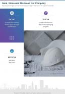 Goal vision and mission of our company presentation report infographic ppt pdf document