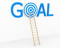 Goal with target and ladder stock photo