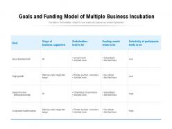 Goals and funding model of multiple business incubation