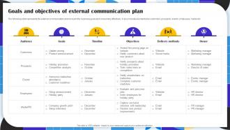 Goals And Objectives Of External Communication Plan