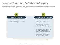 Goals and objectives of geo application latest renewable energy trends improve market share