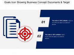 Goals icon showing business concept documents and target