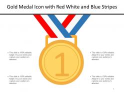 Gold medal icon with red white and blue stripes