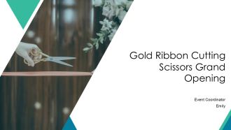 Gold Ribbon Cutting Scissors Grand Opening PPT Slides AT