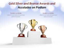 Gold silver and bronze awards and accolades on podium