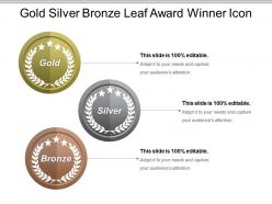 Gold silver bronze leaf award winner icon