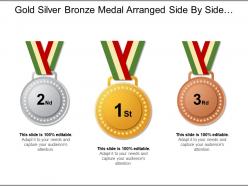 Gold Silver Bronze Medal Arranged Side By Side For Different Categories